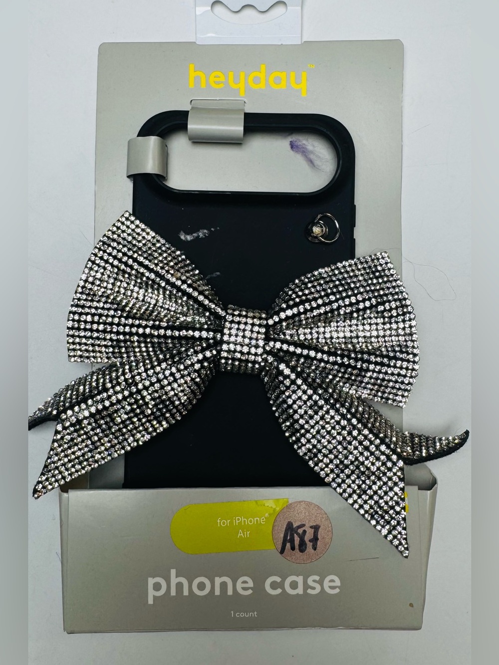 Heyday iPhone Air Soft Shell Phone Case – Black with Rhinestone Bow